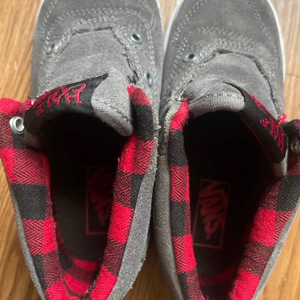 Vans Half Cab Gray Suede and Buffalo Plaid Sneakers for Kids Toddler 10 - Picture 4 of 6